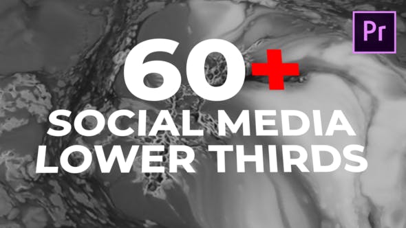 PR模板-60个社交媒体黑白字幕条标题动画 Social Lower Thirds
