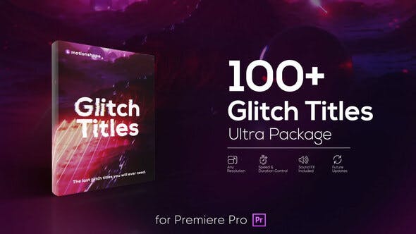 Premiere模板-100个信号干扰画面破损文字标题PR预设动画 Glitch Titles Pack
