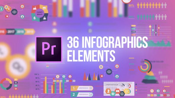 Premiere预设-36个公司企业商务信息数据图表动画 Infographics